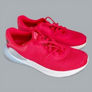 Lululemon Beyondfeel Running Shoe Women Sz 10.5 Red Glow Light Vapor Gray EUC